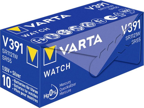 391 gombelem, ezüstoxid, 1,55V, 40 mAh, Varta SR1120W, SR55, SR1121, V391, D391, 609, L, 280‑30, SB‑ 3. kép