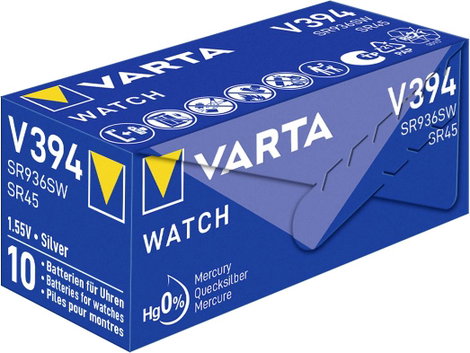 394 gombelem, ezüstoxid, 1,55V, 67 mAh, Varta SR936SW, SR936, V394, D394, 625, 280‑17, SB‑A4, RW33,  3. kép