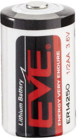 1/2 AA lítium elem, 3,6V 1200 mAh, 14,5 x 25,2 mm, EVE ER14250