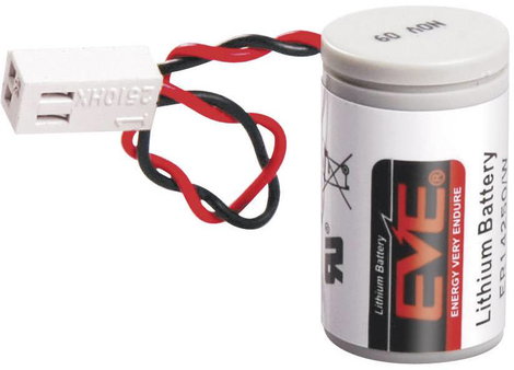 1/2 AA lítium elem, kábellel, 3,6V 1200 mAh, 16 x 28 mm, EVE ER14250W