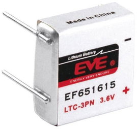 LTC-3PN lítium elem, forrasztható, 3,6V 400 mAh, 17,8 x 16,85 x 14,6 mm, EVE EF651615