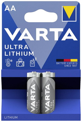 Ceruzaelem készlet, AA, lítium, 1,5V 2900 mAh, 2 db, Varta Professional LR06, AA, LR6, AAB4E, AM3, 8