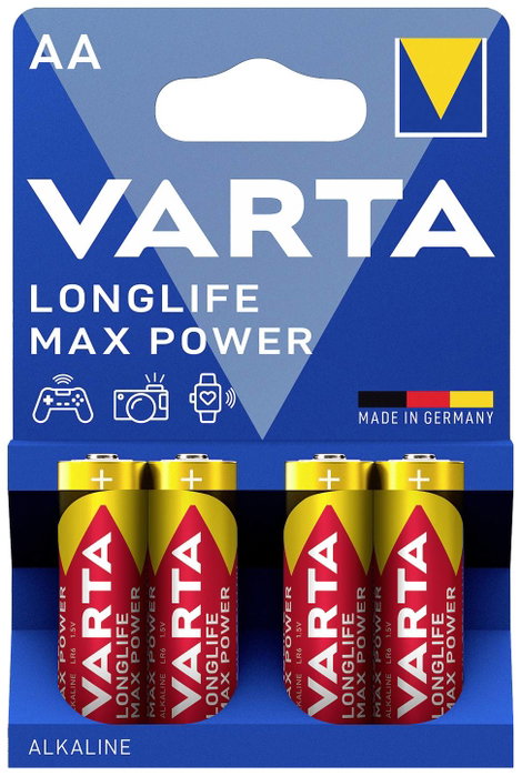 Ceruzaelem AA, alkáli mangán, 1,5V, 4 db, Varta Max Tech LR06, AA, LR6, AAB4E, AM3, 815, E91, LR6N