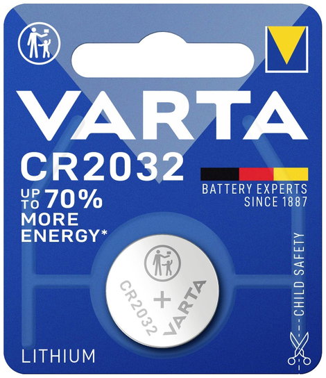 CR2032 lítium gombelem, 3 V, 230 mA, Varta BR2032, DL2032, ECR2032, KCR2032, KL2032, KECR2032, LM203 3. kép