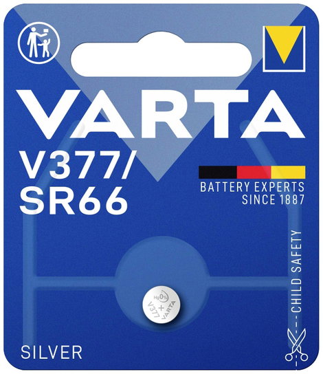 377 gombelem, ezüstoxid, 1,55V, 24 mAh, Varta SR626SW, SR66, SR626, V377, D377, 606, BA, 280-39, SB- 2. kép