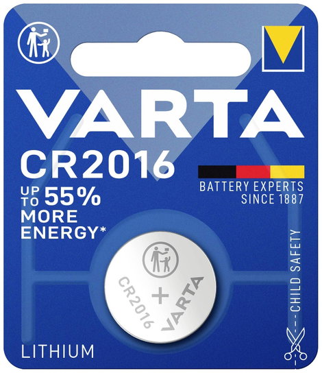 CR2016 lítium gombelem, 3 V, 90 mA, Varta BR2016, DL2016, ECR2016, KCR2016, KL2016, KECR2016, LM2016 3. kép