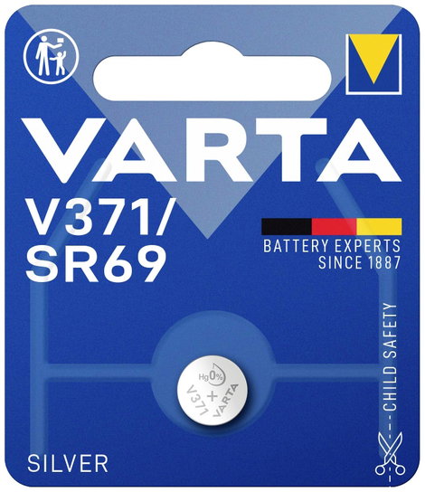 371 gombelem, ezüstoxid, 1,55V, 35 mAh, Varta SR920SW, SR69, SR921, V371, D371, 605, 280-31, SB-AN, 2. kép