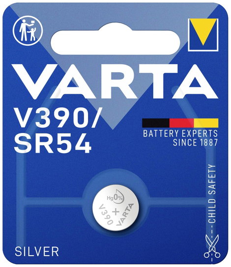 390 gombelem, ezüstoxid, 1,55V, 80 mAh, Varta SR1130SW, SR54, SR1130, V390, D390, 603, 280‑24, SB‑AU 2. kép