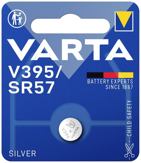 395 gombelem, ezüstoxid, 1,55V, 42 mAh, Varta SR927SW, SR57, SR927, SR926, V395, D395, 610, LA, 280- 2. kép