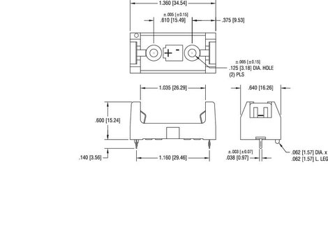 Elemtartó speciális elemhez 1 x 1/2 AA, forrasztható, 34,5 x 16 x 15 mm, Keystone 108 2. kép