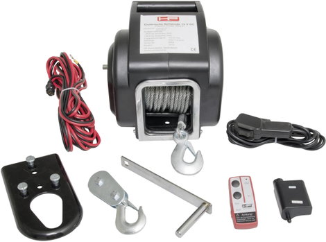 Autós csörlő távirányítóval 12V, 6800/13600kg, HP Autozubehör 20605