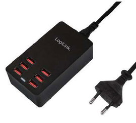 Hálózati USB töltő, 6x USB aljzat, max. 6,4 A, LogiLink PA0139