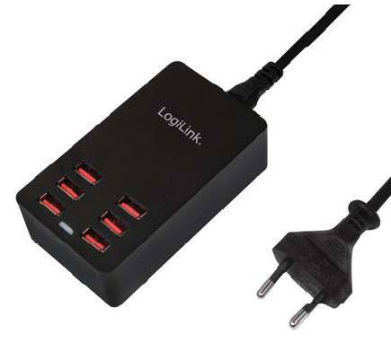 Hálózati USB töltő, 6x USB aljzat, max. 6,4 A, LogiLink PA0139