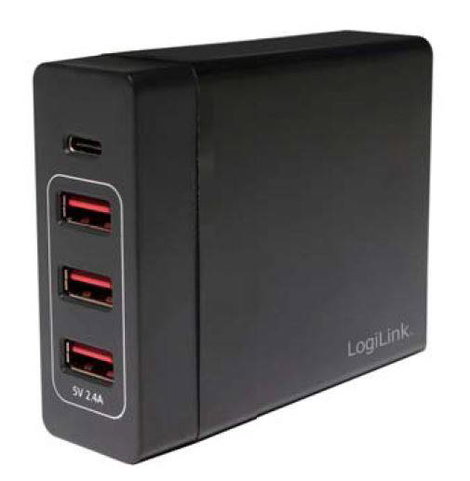 Hálózati USB töltő, 4x USB aljzat, max. 10,2 A, LogiLink PA0122