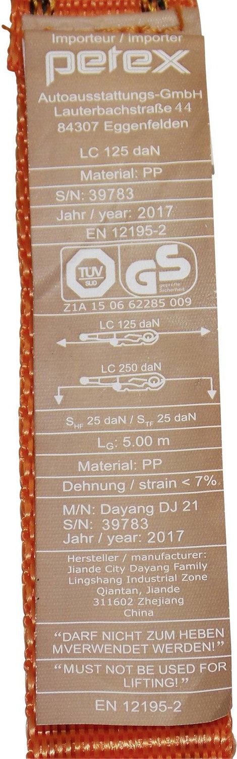Csatos rögzítő heveder 5 m x 25 mm, 125/250 kg, Petex 43192635 2. kép
