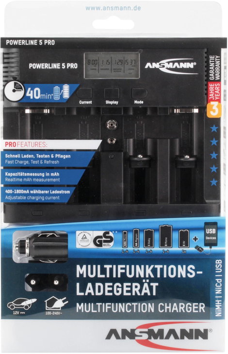 Hengeres akkutöltő, NiCd, NiMH, Ansmann Powerline 5 Pro 15. kép