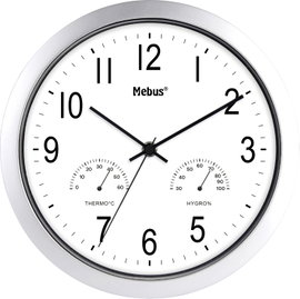 Analóg kvarc falióra pára-/hőmérővel Ø 25,5 cm, 06992