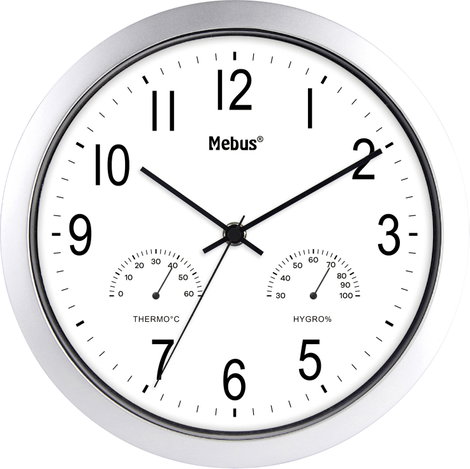 Analóg kvarc falióra pára-/hőmérővel Ø 25,5 cm, 06992