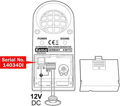 Ultrahangos rágcsáló-, rovar-, élősködő-, és madárriasztó, 12V, 100 m², Kemo M175 3. kép