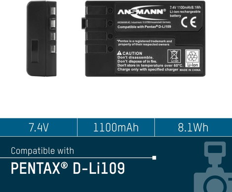 D-LI109 Panasonic kamera akku 7,4V 1100 mAh, Ansmann 5. kép