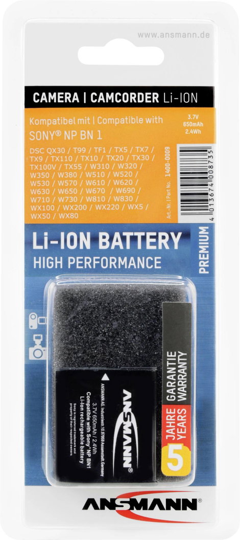 NP-BN1 Sony kamera akku 3,7V 600 mAh, Ansmann 2. kép