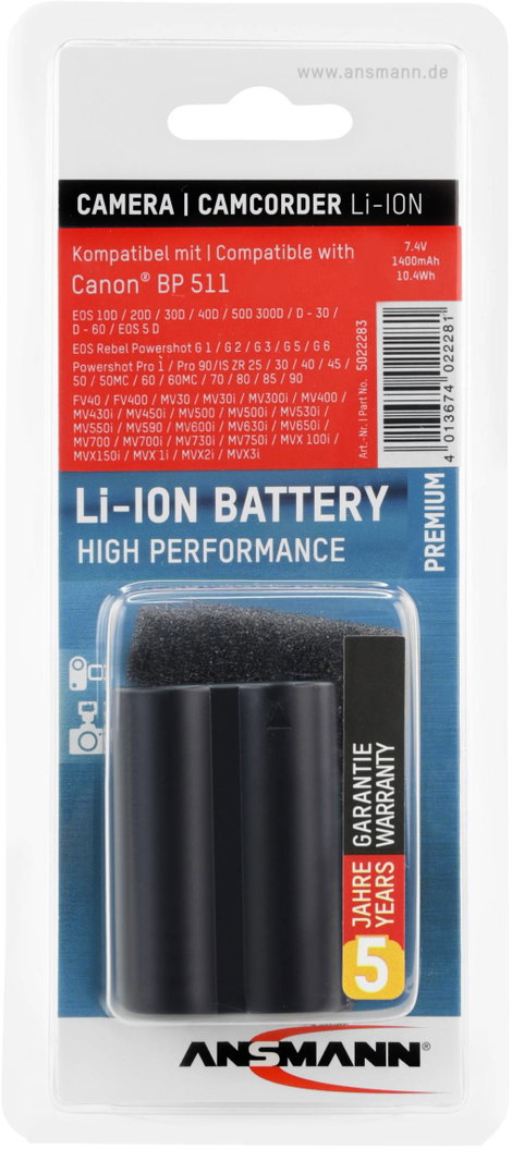 BP-511 Canon kamera akku 7,4V 1400 mAh, Ansmann 4. kép