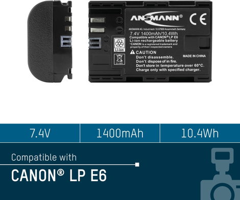 LP-E6 Canon kamera akku 7,4V 1400 mAh, Ansmann 6. kép