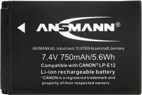 LP-E12 Canon kamera akku 7,4V 750 mAh, Ansmann 3. kép