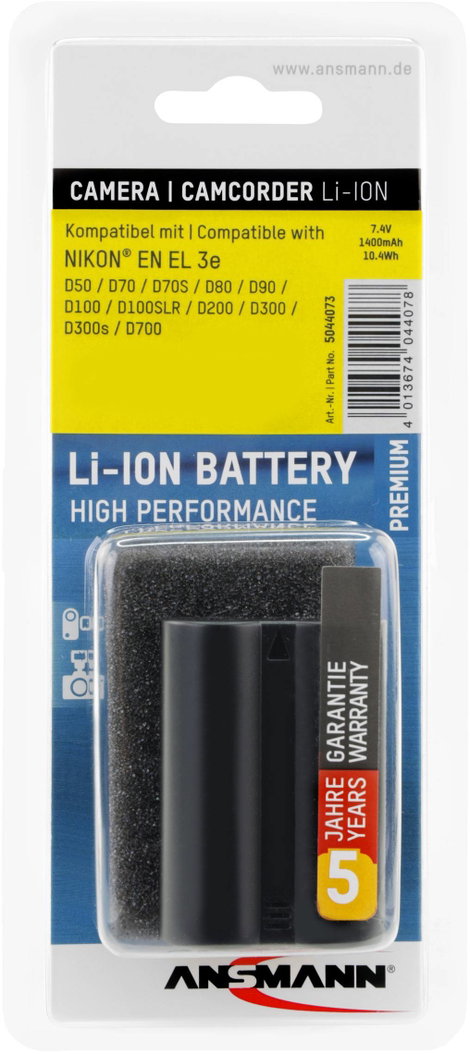 EN-EL3E Nikon kamera akku 7,4V 1400 mAh, Ansmann 4. kép