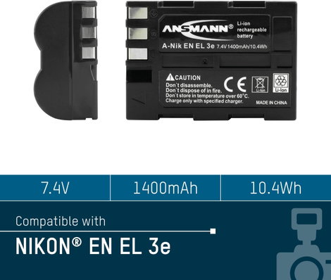 EN-EL3E Nikon kamera akku 7,4V 1400 mAh, Ansmann 5. kép