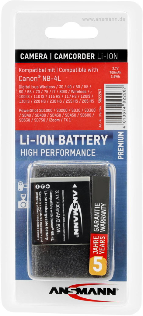 NB-4L Canon kamera akku 3,7V 700 mAh, Ansmann 4. kép
