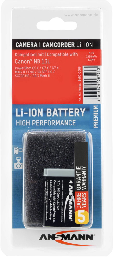 NB-13L Canon kamera akku 3,7V 1010 mAh, Ansmann 4. kép