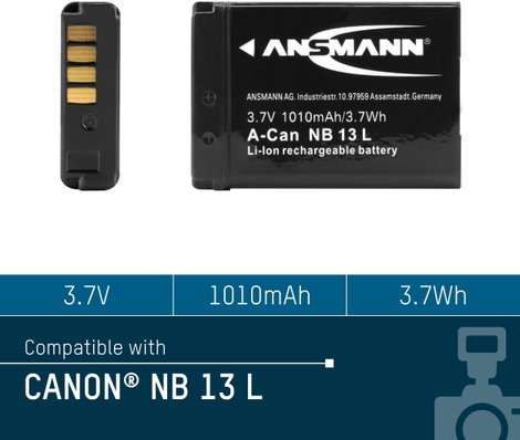 NB-13L Canon kamera akku 3,7V 1010 mAh, Ansmann 5. kép