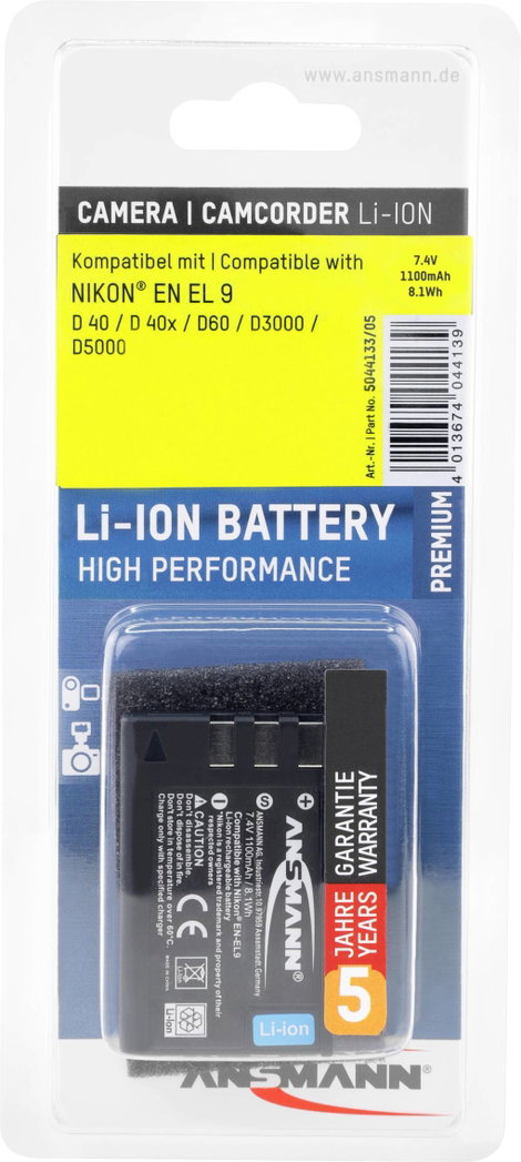 EN-EL9 Nikon kamera akku 7,4V 1200 mAh, Ansmann 4. kép
