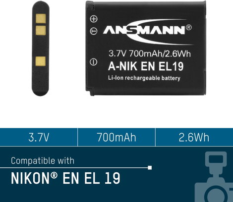 EN-EL19 Nikon kamera akku 3,7V 700 mAh, Ansmann 5. kép