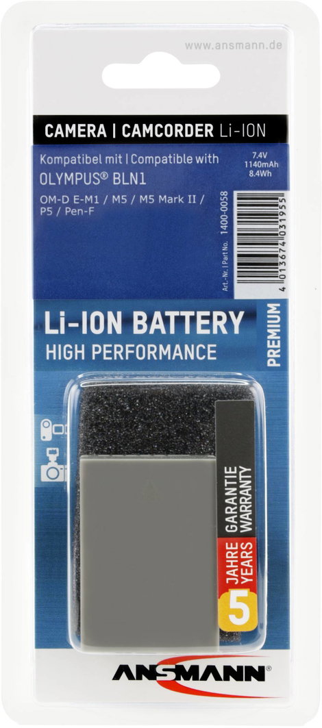 BLN-1 Olympus kamera akku 7,4V 1140 mAh, Ansmann 4. kép