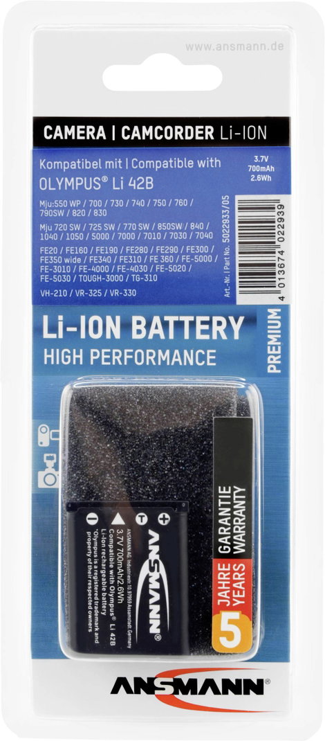 LI-42B Olympus kamera akku 3,7V 650 mAh, Ansmann 3. kép