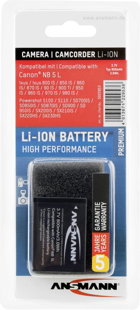NB-5L Canon kamera akku 3,7V 850 mAh, Ansmann 3. kép