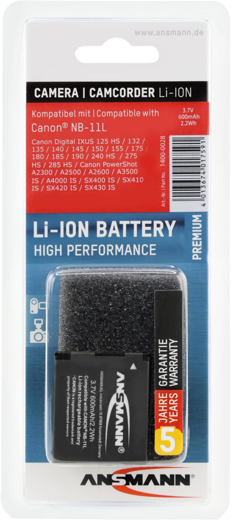 NB-11L, NB-11LH Canon kamera akku 3,7V 600 mAh, Ansmann 4. kép