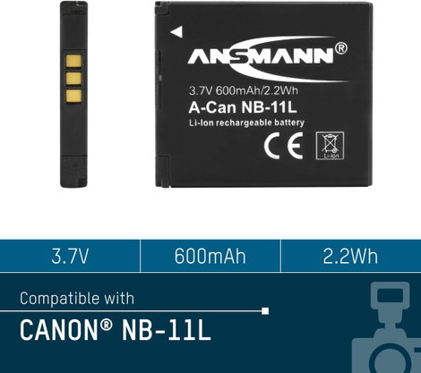NB-11L, NB-11LH Canon kamera akku 3,7V 600 mAh, Ansmann 5. kép