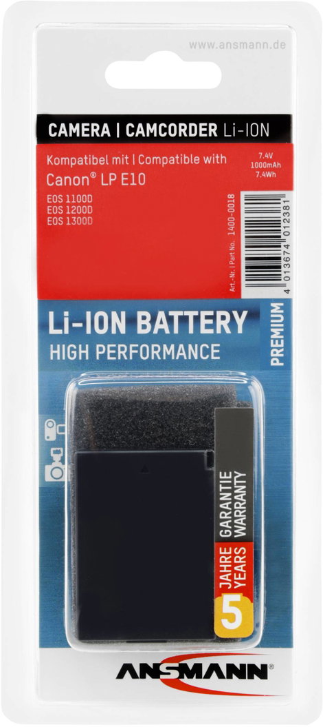LP-E10 Canon kamera akku 7,4V 1000 mAh, Ansmann 4. kép