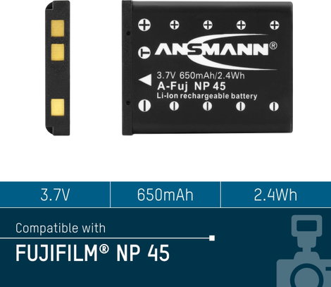 NP-45 Fujifilm kamera akku 3,7V 650 mAh, Ansmann 5. kép