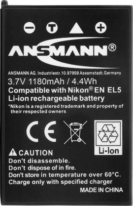 EN-EL5 Nikon kamera akku 3,7V 1050 mAh, Ansmann