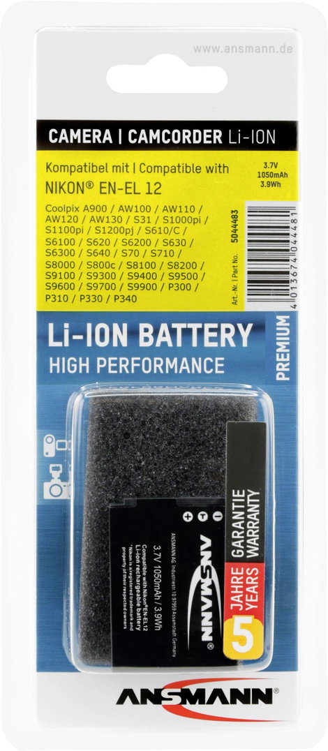 EN-EL12 Nikon kamera akku 3,7V 900 mAh, Ansmann 4. kép