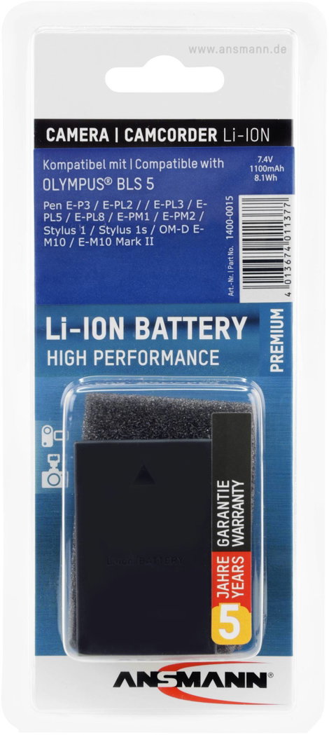 BLS-5 Olympus kamera akku 7,4V 1100 mAh, Ansmann 4. kép