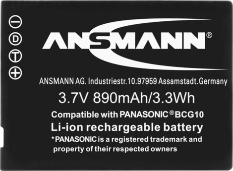 DMW-BCG10E, DMW-BCG10 Panasonic kamera akku 3,7V 900 mAh, Ansmann