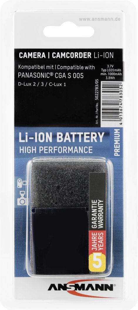 CGA-S005E, CGA-S005 Panasonic kamera akku 3,7V 1150 mAh, Ansmann 5. kép