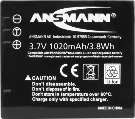 CGA-S005E, CGA-S005 Panasonic kamera akku 3,7V 1150 mAh, Ansmann 7. kép