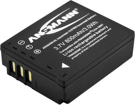 CGA-S007E, CGA-S007 Panasonic kamera akku 3,7V 800 mAh, Ansmann