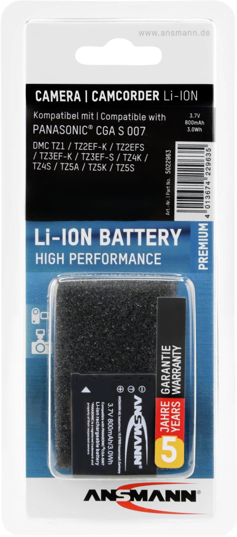 CGA-S007E, CGA-S007 Panasonic kamera akku 3,7V 800 mAh, Ansmann 4. kép
